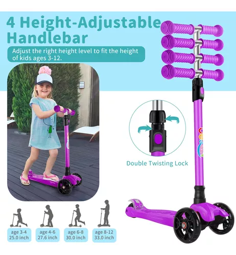 BELEEV Patinete de 2 Ruedas para Niño Niña 3-12 Años, Plegable