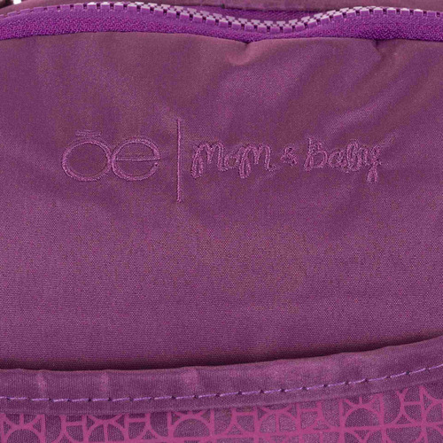 Pañalera Estilo Backpack Con Print Unisex Cloe Mom & Baby Un Color MORADO1 Diseño de la tela