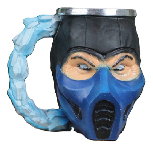 Caneca Resina E Alumínio 3d Sub Zero Mortal Kombat