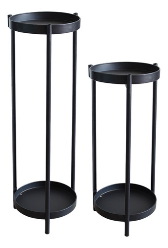 Set Pedestal Porta Macetas Mesitas Negro