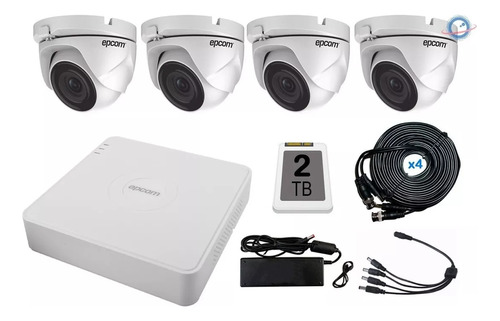 Kit 4 Camaras Epcom Eyeball 1080p 2 Mpx Cctv 2 Tb Dvr 8