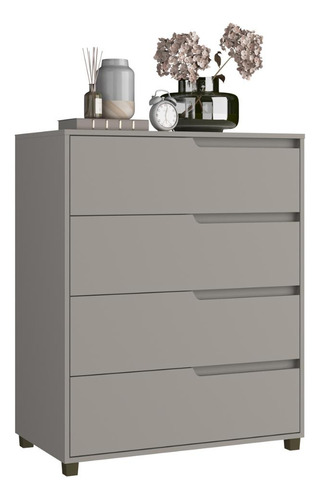 Cômoda 80cm Com 4 Gavetas Multimóveis Cr35243 Cor Cinza