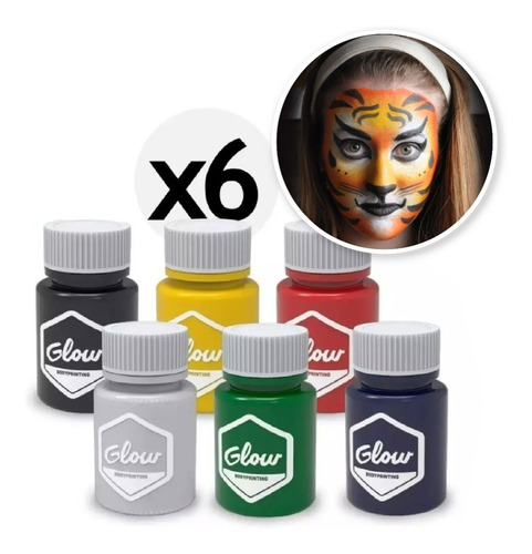 Maquillaje Artistico Glow Bodypaint Hipoalergenico X6