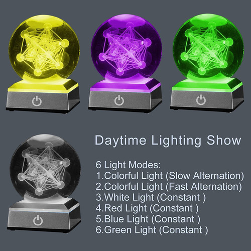 Bola De Cristal En Forma De Cubo De Metatrón 3d Con Luz Led