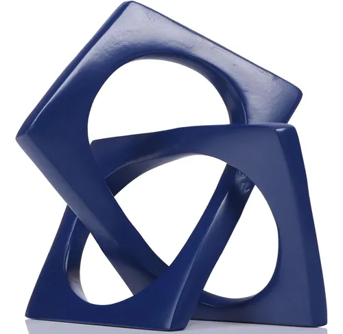 Escultura Geométrica Azul Marino Decorativa Para Mesa