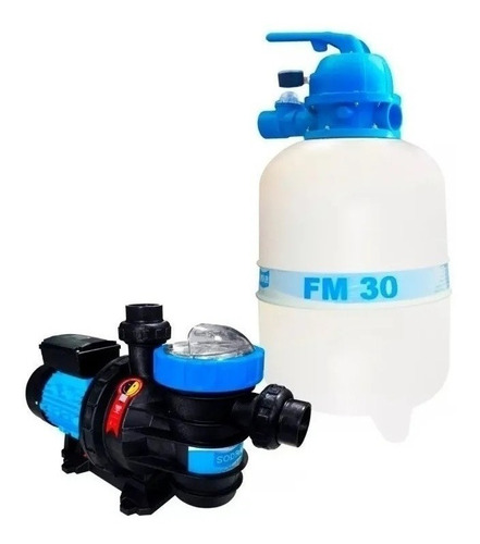 Kit Filtro Fm30 E Bomba 1/4cv Piscina 28 Mil Litros Sodramar