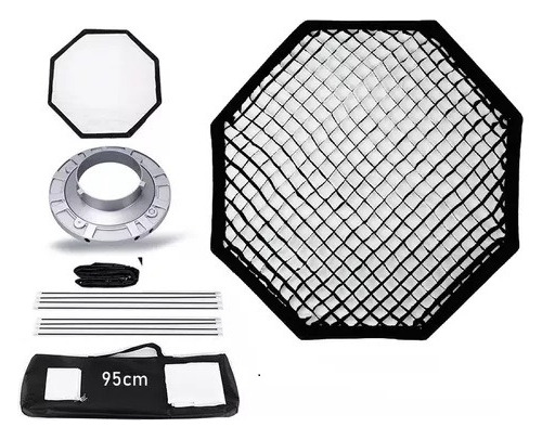 Softbox 95cm Octagonal Para Flash De Estúdio Bowens Com Grid