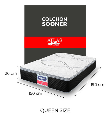 Colchón Queen Size Atlas Sooner + 2 Almohadas Spring Air