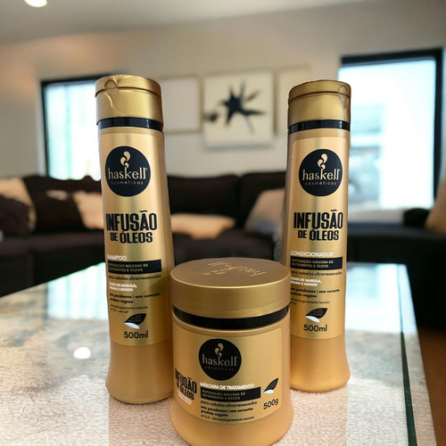 Kit Haskell Infusão De Óleos Shampoo Condici 1 Mascara 500ml