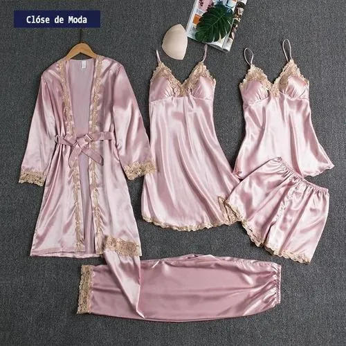 Conjunto De Pijamas De Satén Conjuntos De Pijamas De Novia