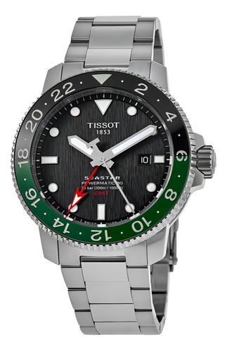 Correa de reloj automática Tissot T120.429.11.051.01 Seastar 1000 Gmt, color plateado