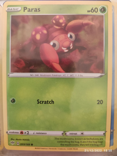 Carta Pokémon Paras