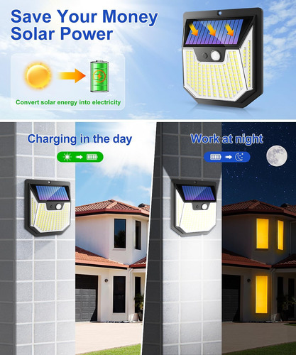 Luz Solar Led Con Sensor De Movimiento Ip65 (paquete De 8)
