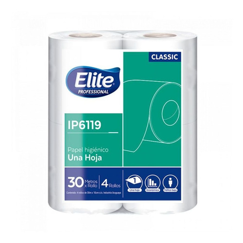 Papel Higiénico Elite Premium Hoja Simple 30m X4 Ip 6119