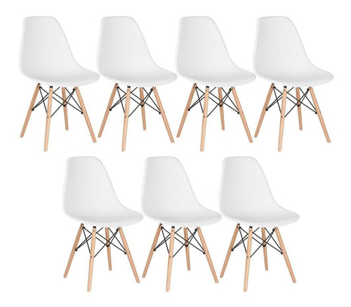 7 Cadeiras Eames Wood Dsw Eiffel Cores Cor da estrutura da cadeira Branco