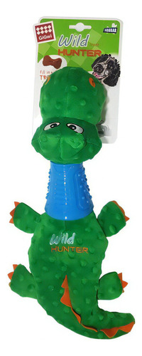 Juguete Peluche Para Perro Premium Crocodile Plush Tpr Diseño Cocodrilo Color Verde Oscuro