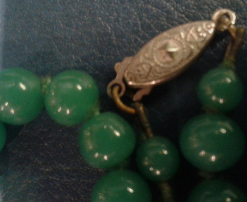 Collar Perlas De Cristal Tipo Murano Color Verde Jade 70 Cm