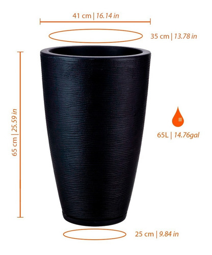 Imagen 5 de 7 de Combo 2 Maceta Plastico Alta Grande Rotomoldeada 65 + Plato