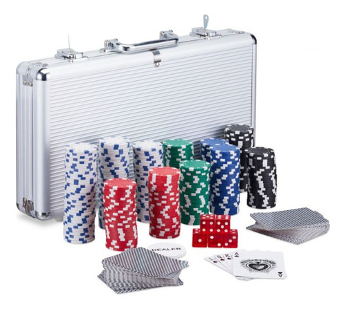 Juego Maletín De Poker C/ Llave 300 Fichas Cartas Y Dados