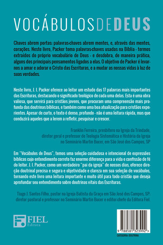 Vocábulos de Deus, de Packer, J. I.. Editorial Missão Evangélica Literária, capa mole em português, 2021