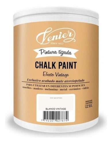 Pintura Tizada Chalk Paint Venier 1lt Varios Colores Vintage