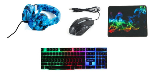 Kit Gamer 4 En 1 Con Luz Pc Teclado Negro