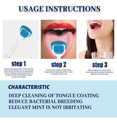 Gel Limpiador De Lengua De 2 Piezas, Kit De Cepillo De Limpi