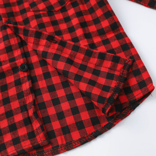 Chaqueta Tipo Camisa A Cuadros De Manga Larga Con Botones Y