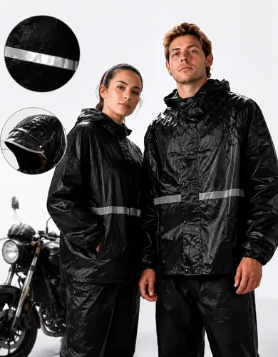Capa Moto Pvc Resist Impermeável Refletivo Capuz Regul Preto Xl