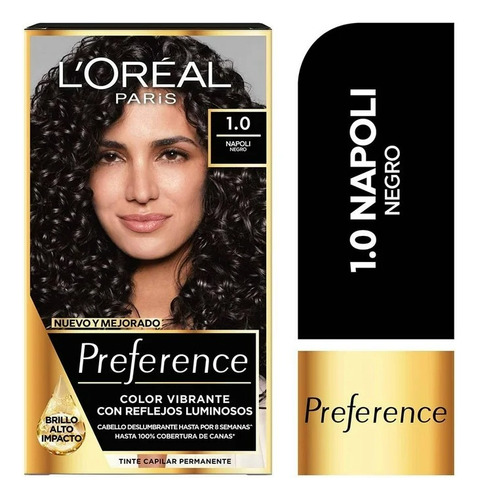 Tinte Para Cabello L'oréal Preference 1.0 Napoli Negro Tono Sin tono