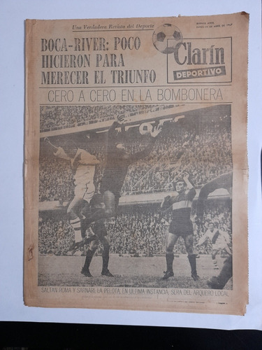 Clarin Deportivo 24/4/1967 Boca 0 River 0,futbol Del Interio