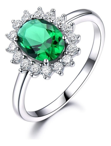 Aro Anillo De Compromiso Plata 925 Gema De Esmeralda Sp1eo4s