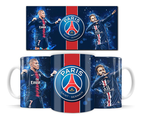 Taza Psg - Mbappe - Neymar - Escudo - Cerámica