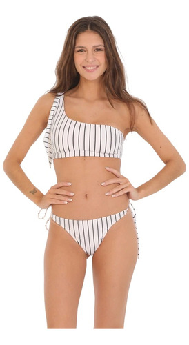 Bikini Malla 2 Piezas A Un Hombro Rayada Innocenza 6088 6