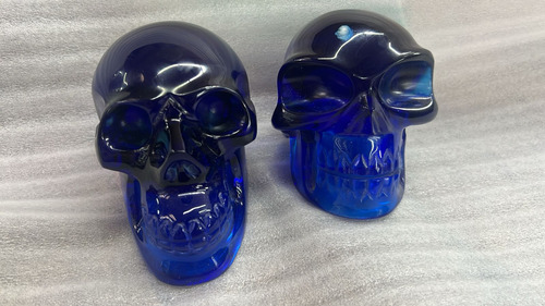 Calavera Cristal De Roca Azul Nivea Cráneo Obsidiana 12 Cm (Usado)