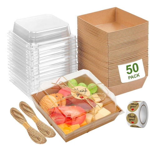 Bc Paquete De 50 Cajas De Papel For Postres Con Tapa
