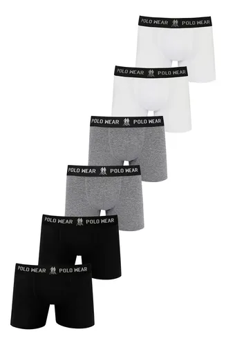 Kit com 6 Cuecas Boxer de Algodão Polo Wear