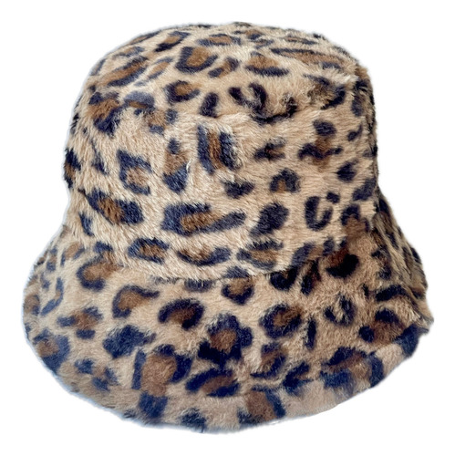 Gorro Piluso Piel Sintetica Animal Print Marron Beige Negro M Animal Print