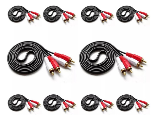 Kit 10 Cabo Áudio Auxiliar Rca 2 Som Estereo Atacado