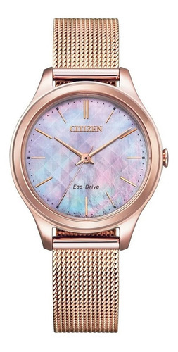 Reloj Citizen Eco-drive Em0508-80y Original Dama E-watch Color de la correa Rosé gold