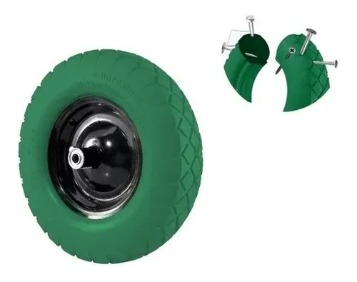 Llanta Para Carretilla Lion Tools 6680 Imponchable Pu Con Rin Y Baleros color Verde