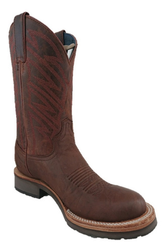 Imagen 3 de 5 de Bota Tipo Rodeo Oval Hombre Marca Justin Color Waxy Brandy
