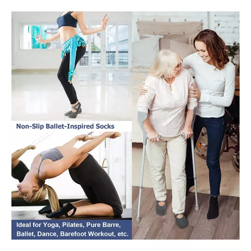  Ozaiic Calcetines de yoga para mujeres y hombres  antideslizantes con agarres y correas, ideales para pilates, barra pura,  ballet, danza, entrenamiento descalzo, calcetines de hospital con agarres :  Ropa, Zapatos y