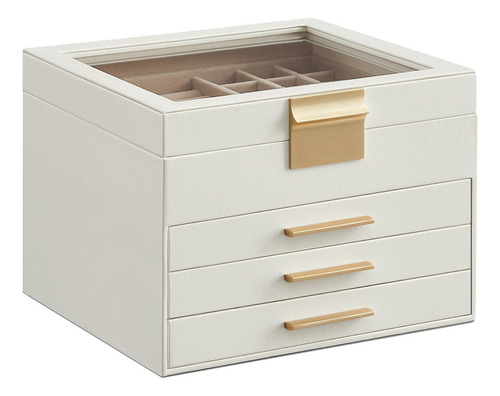 Songmics Joyero Rectangular Para Joyasmjbc173w01 Color Blanco Nube Dorado