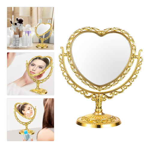 Espejo De Maquillaje De Escritorio Retro Con Forma De Corazó