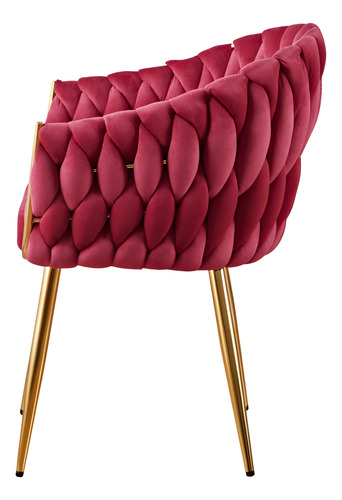 Set 2 Sillas Comedor Dapri Patron Tejido Elegante Moderno Tejida Terciopelo Dorado Vino