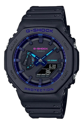 Reloj Casio G-shock Ga-2100v-b1a Hombre Time Square Color de la correa Negro Color del bisel Negro