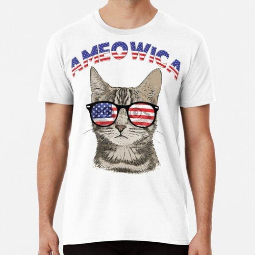 Remera Ameowica Usa Cat Kitten Patriotic Hipster Sunglasses 