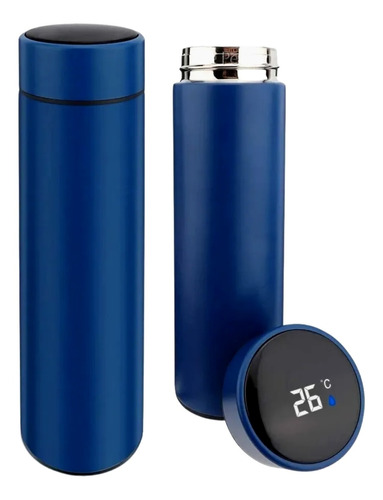 Termo de acero inoxidable de 500 ml con pantalla LED de temperatura azul oscuro