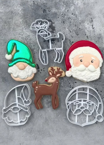 Cortantes X 3 Reno Duende Santa Navidad Cookie Galletitas 